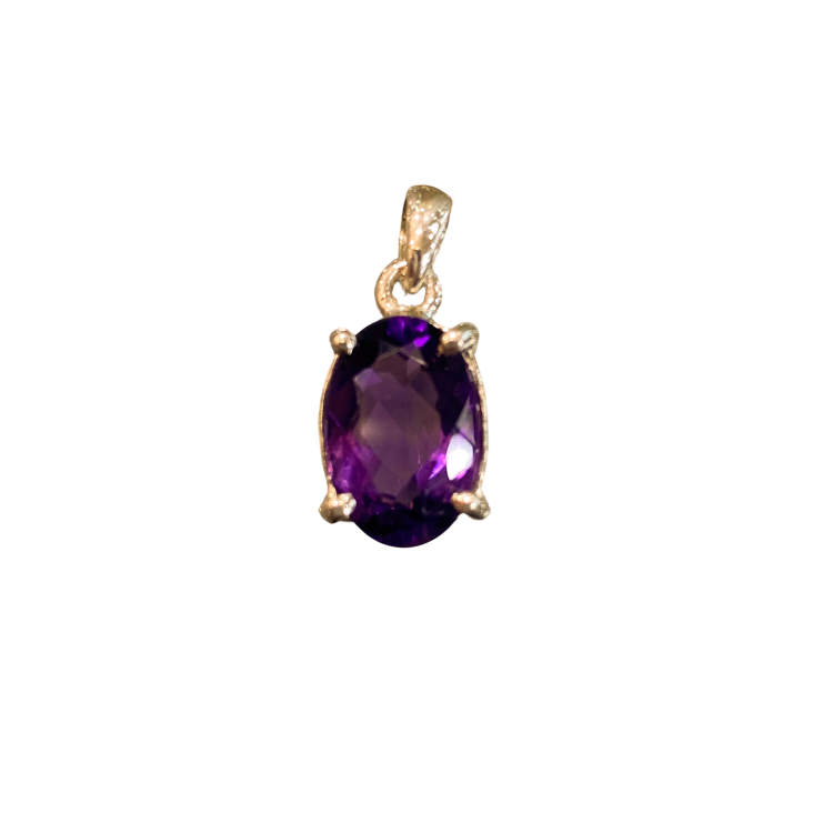 PENDENTIF AMETHYSTE FACETTEE OVALE - PETITE TAILLE