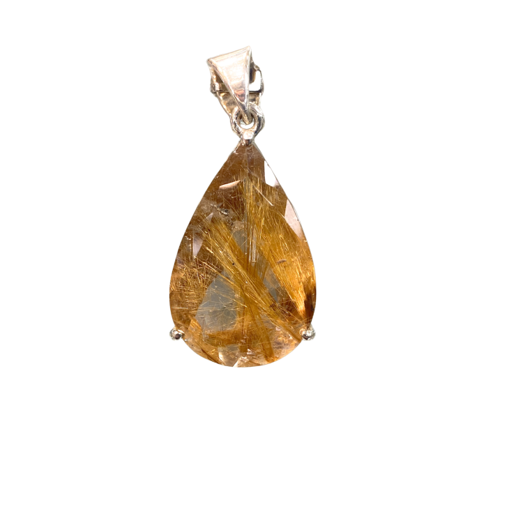 PENDENTIF CRISTAL / QUARTZ RUTILE - QUALITE EXTRA