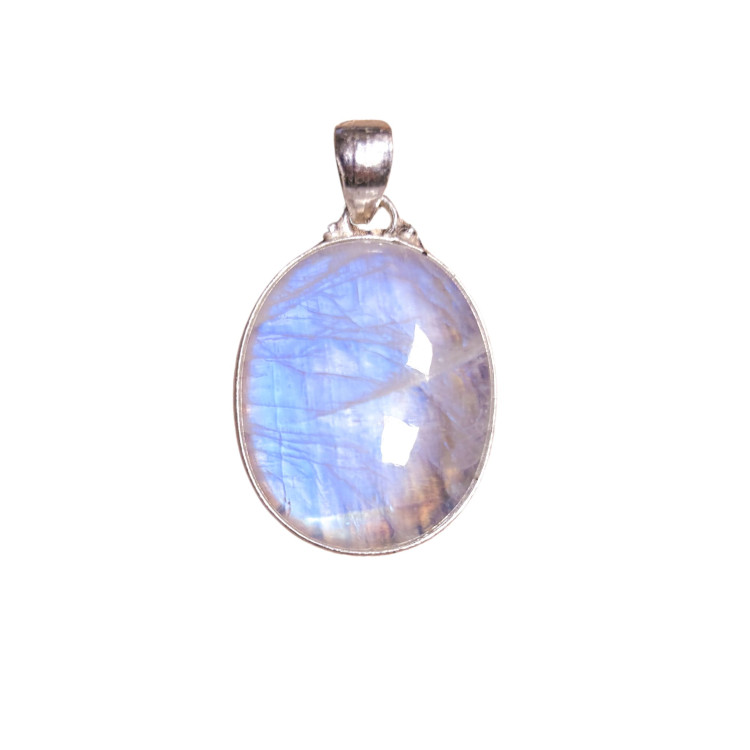 PENDENTIF PIERRE DE LUNE BLANCHE/ BLEUE OVALE