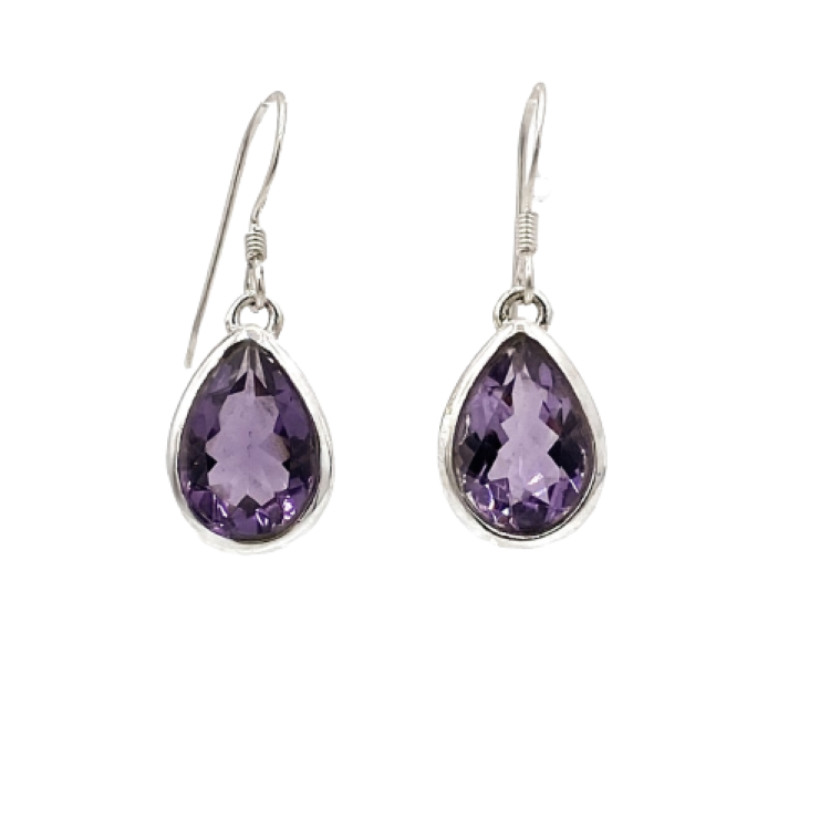 BOUCLES AMETHYSTE FACETTEES PENDENTES